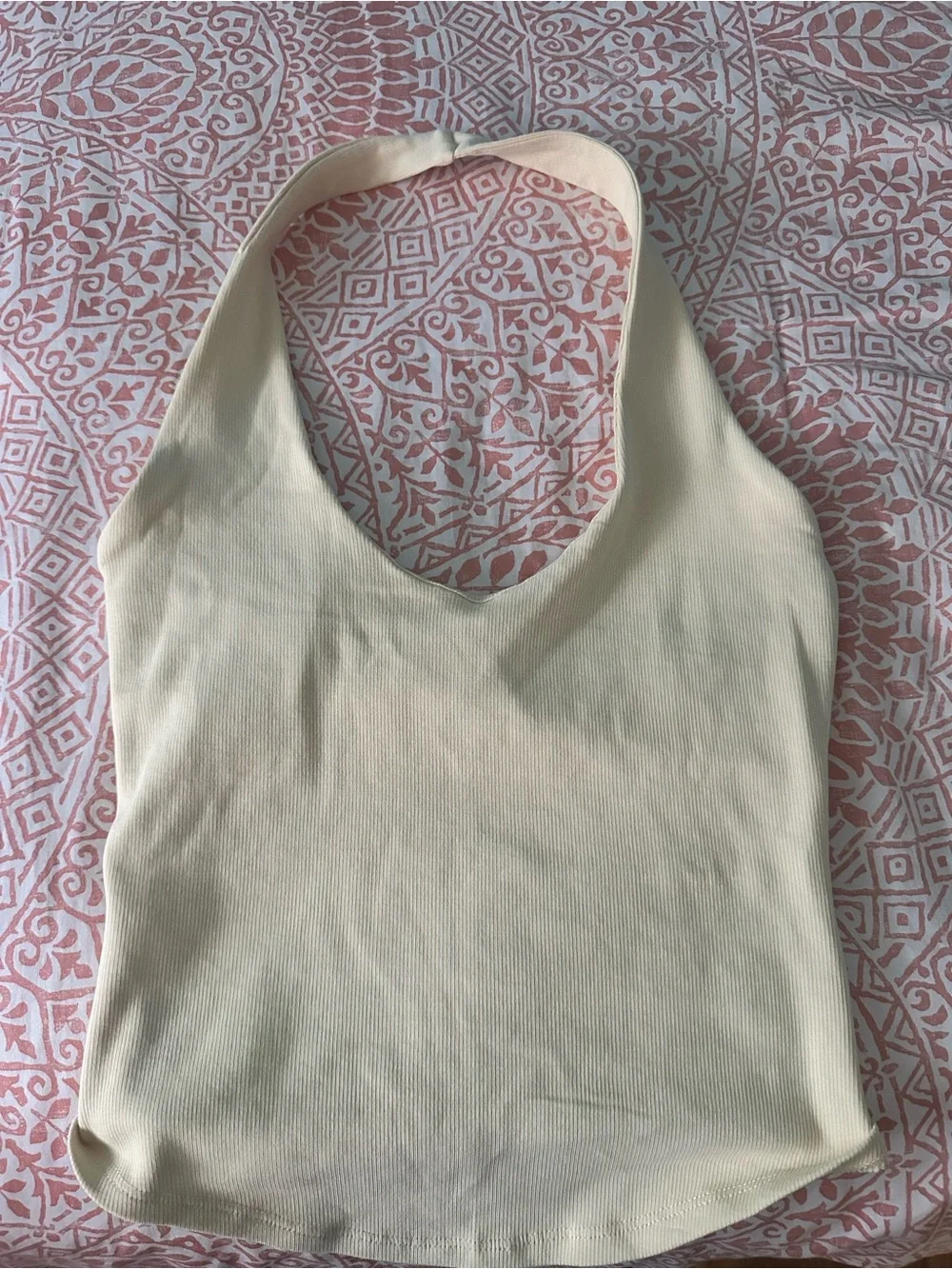 Zara Ribbed Halter Tank Top - light yellow